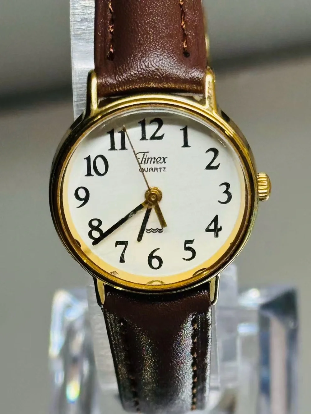 Vintage Timex Women’s Quartz Watch Gold Tone 22mm White Dial New Battery Runs